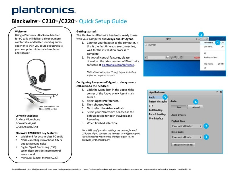 Plantronics BLACKWIRE C210 Quick setup guide