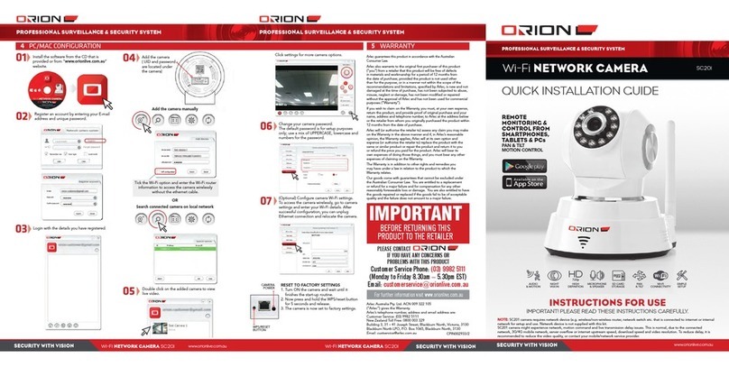 Orion SC201 Quick installation guide
