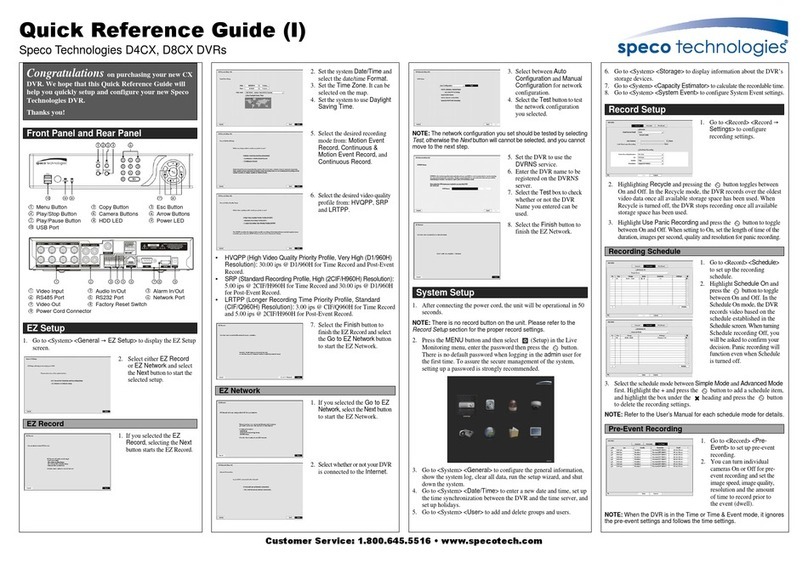 Speco D4CX Quick reference guide