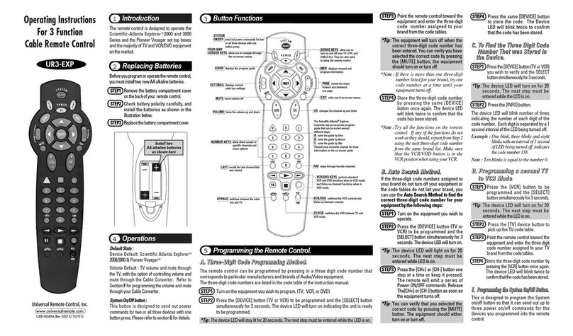 Universal Remote Control UR3-EXP User manual