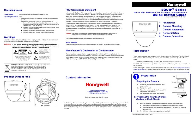 Honeywell EQUIP HD3MDIHX Quick install guide