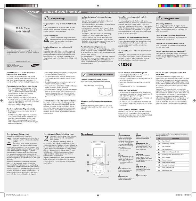 Samsung GT-E1081T User manual