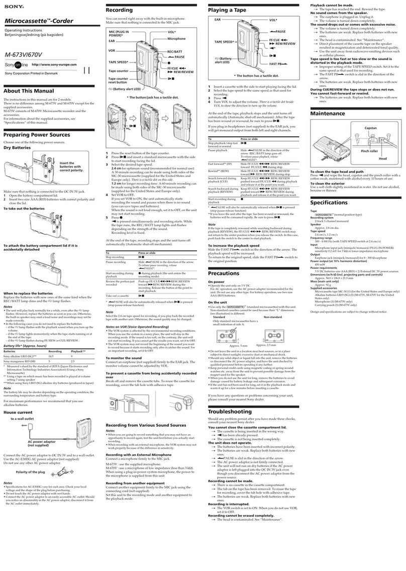 Sony M-673V User manual