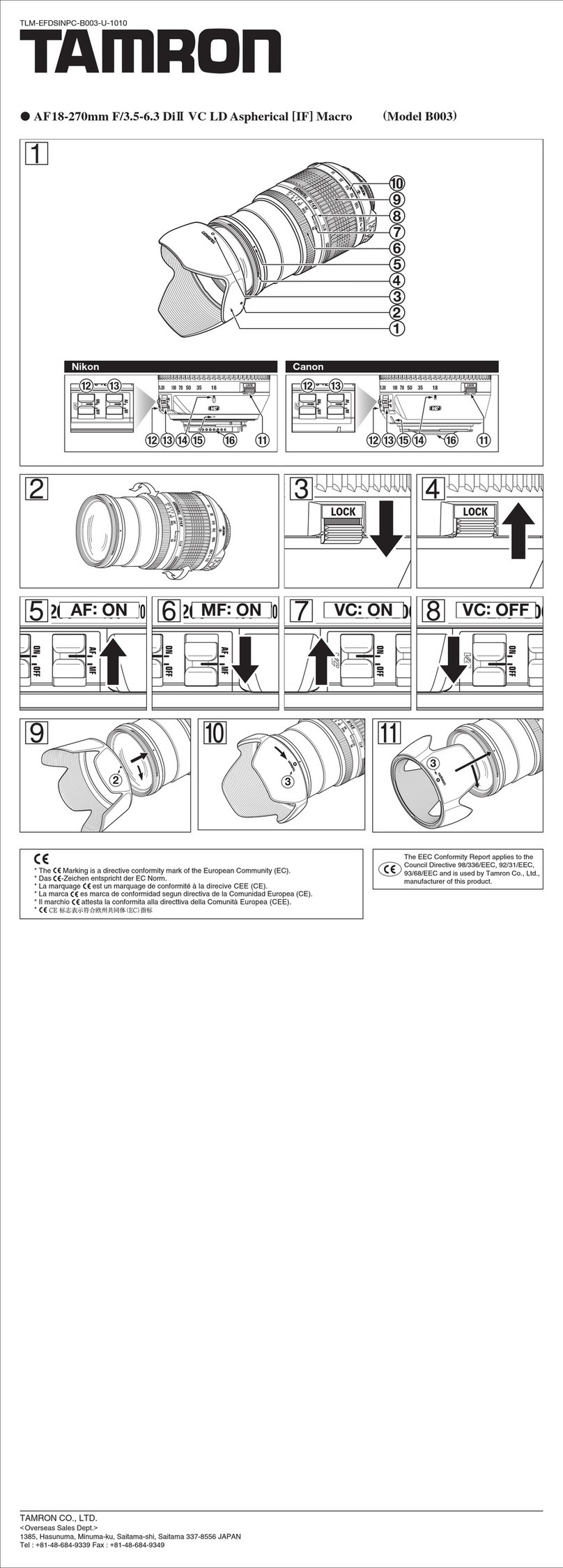 Tamron B003 User manual