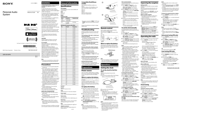 Sony XDR-DS16iPN reference guide