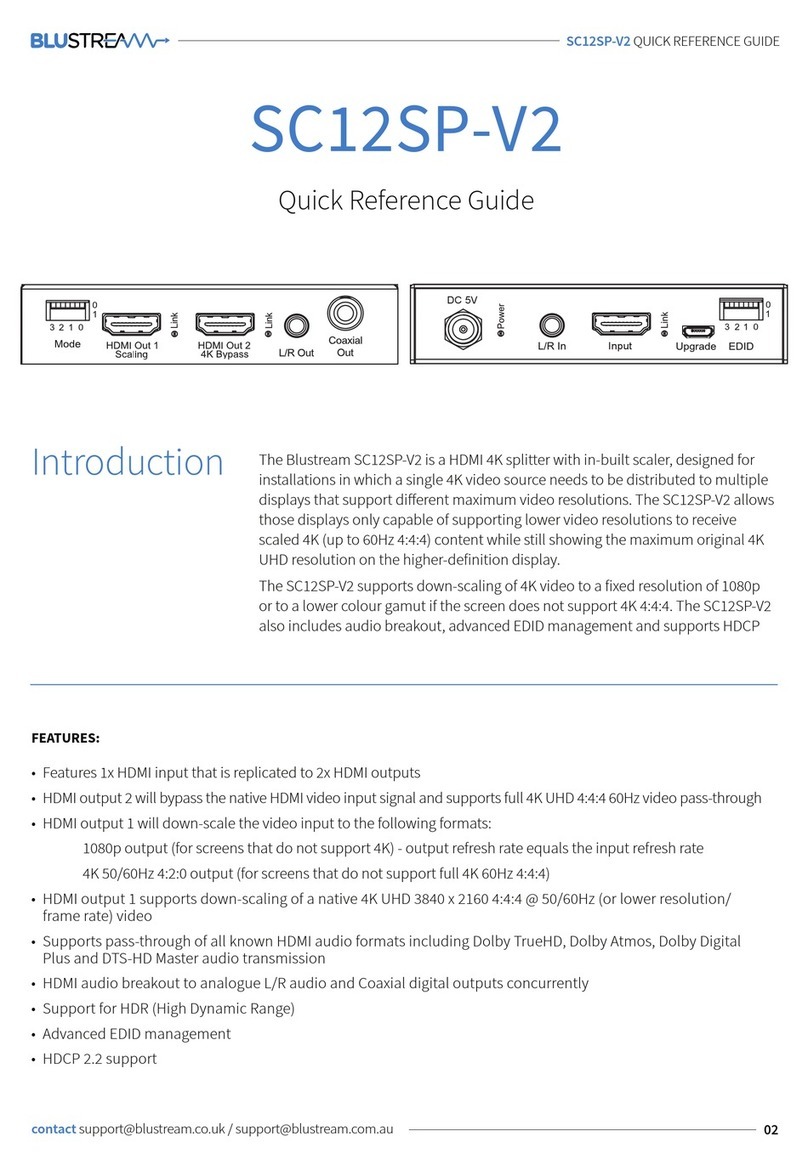 Bluestream SC12SP-V2 Quick reference guide Bluestream SC12SP-V2 Quick reference guide