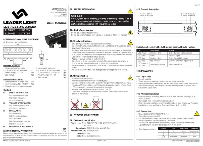Leader Light LL36 085 user manual
