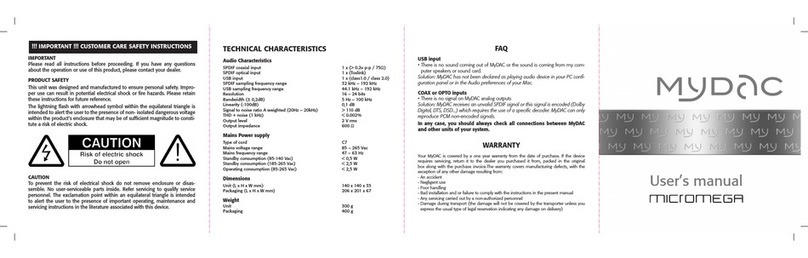 Micromega MyDAC User manual