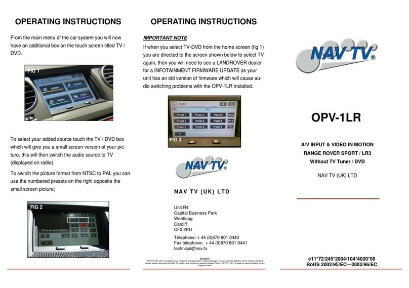 Nav TV OPV-1LR operating instructions
