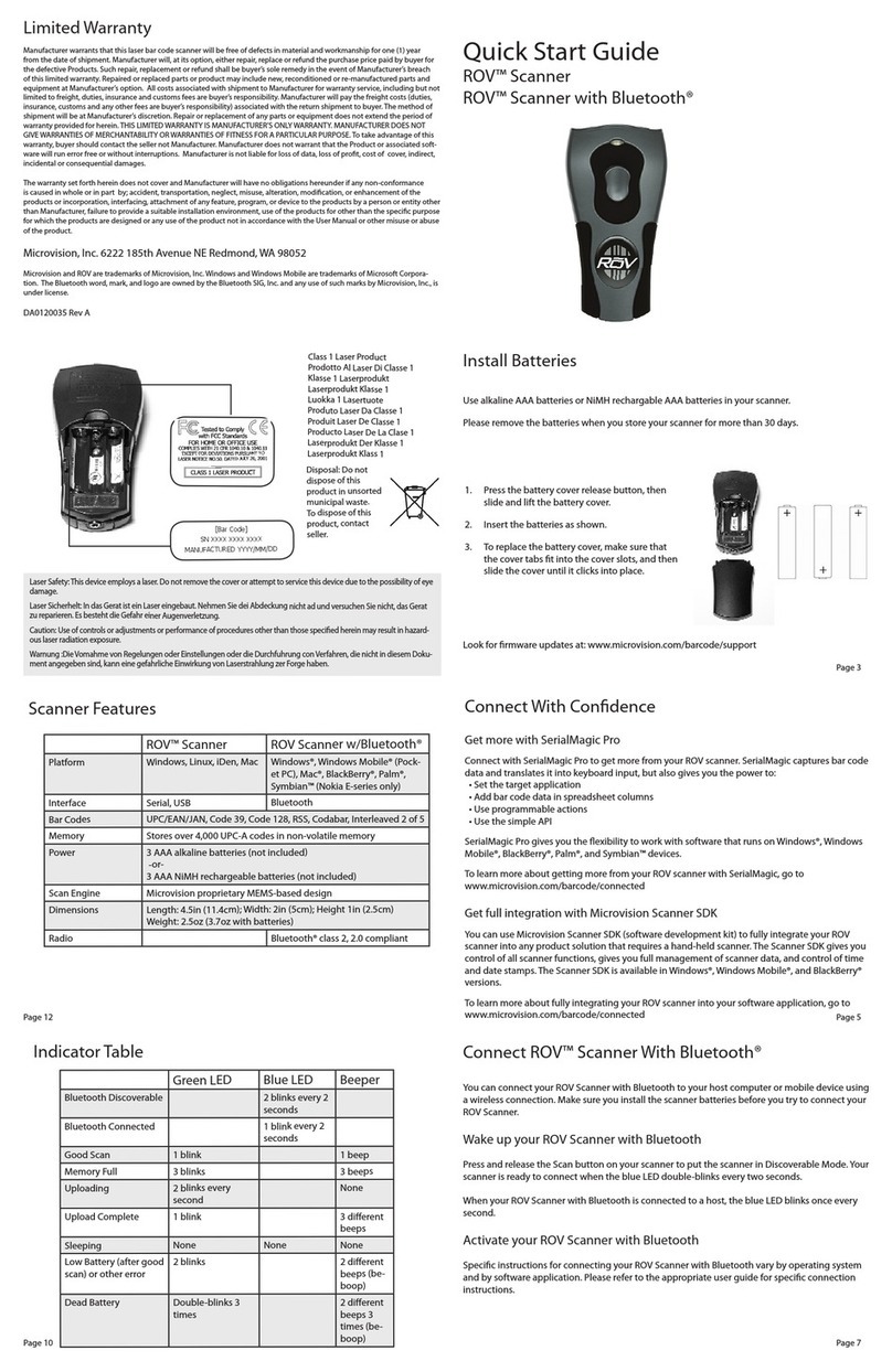 MicroVision ROV Scanner Quick start up guide
