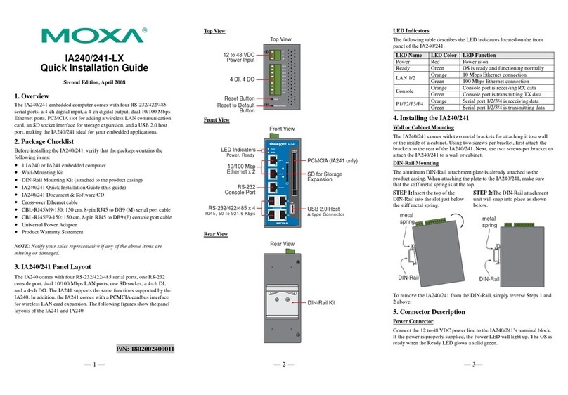 Moxa Technologies IA240-LX Quick installation guide