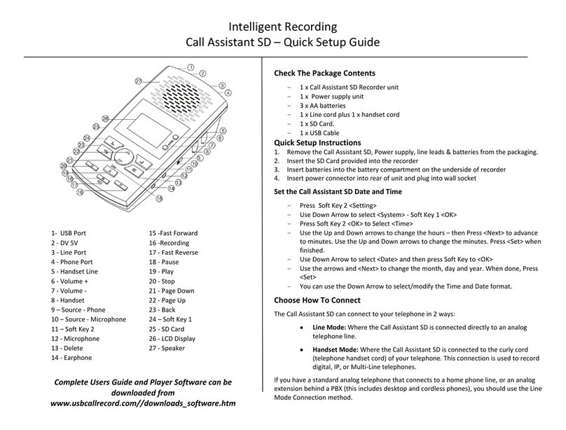 Intelligent Recording Call Assistant SD User manual