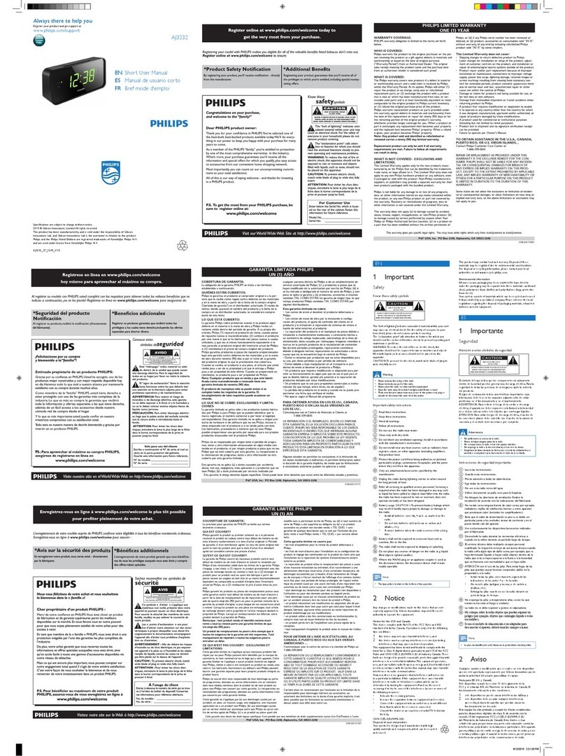 Philips AJ3232 Product information sheet