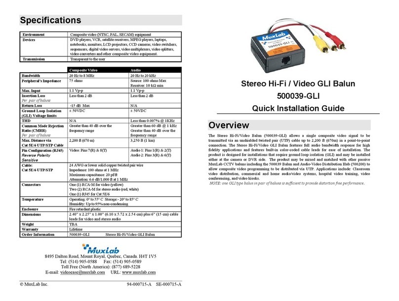 MuxLab 500039-GLI Quick installation guide