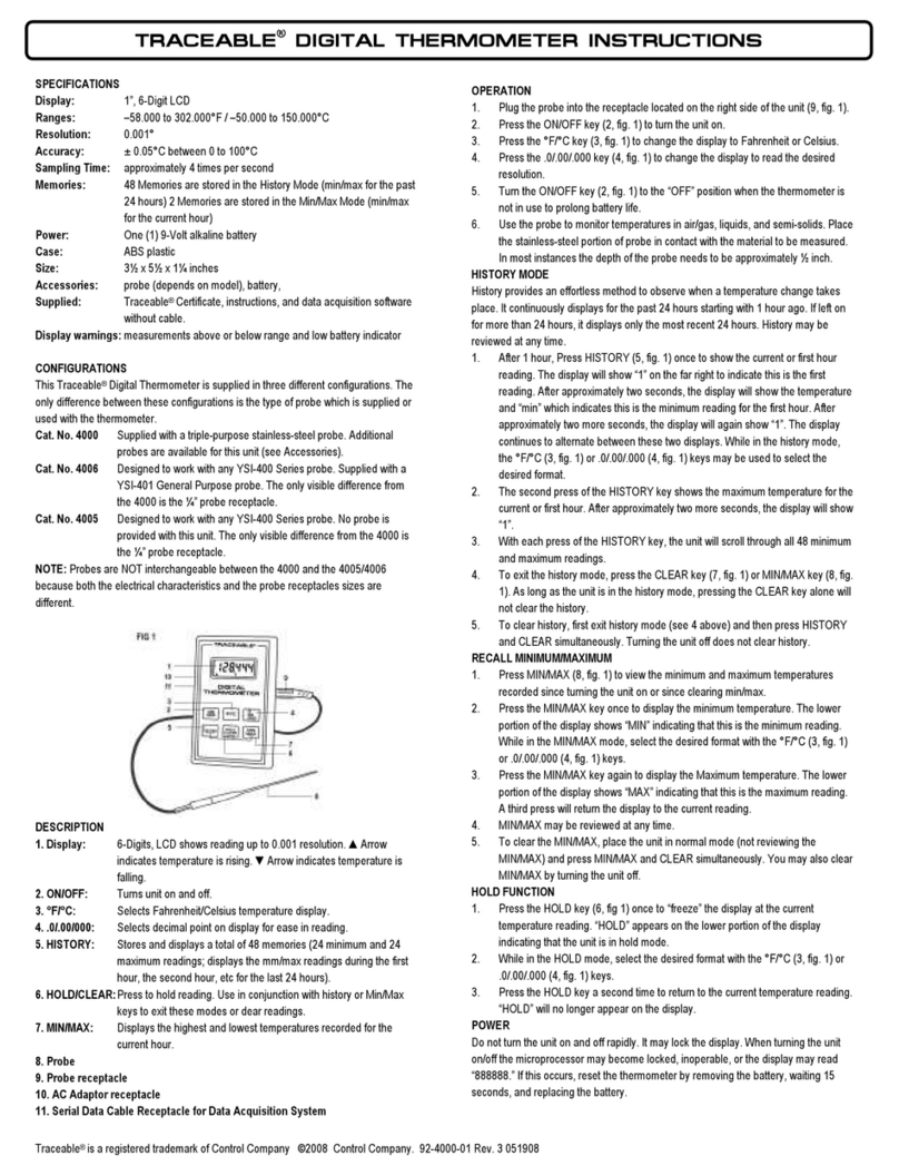 Control Company Traceable 4000 User manual