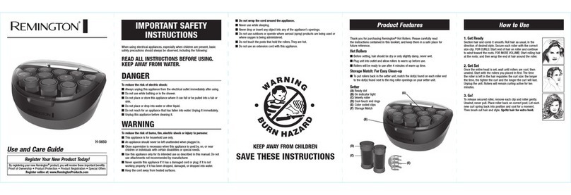 Remington H-5650 Use and care guide