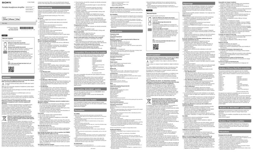 Sony PHA-1AEU reference guide