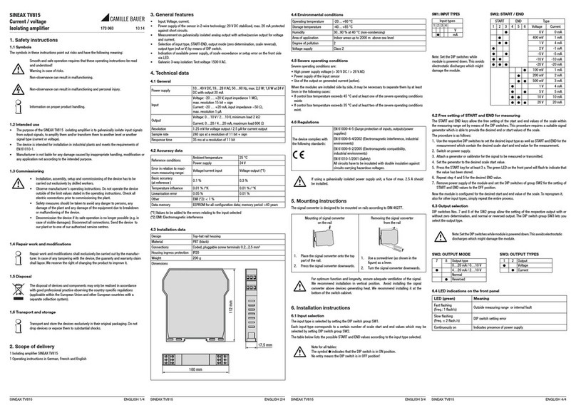 Camille Bauer SINEAX TV815 manual