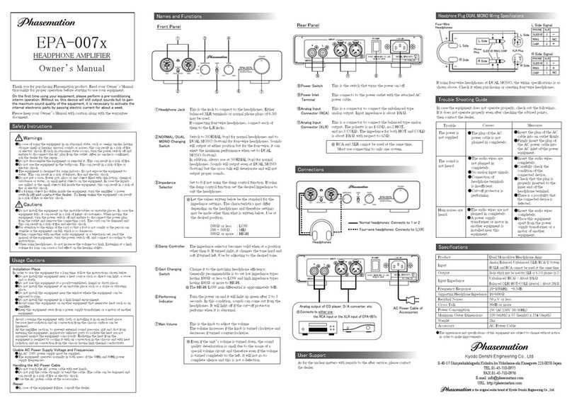 Phasemation EPA-007 Series owner's manual