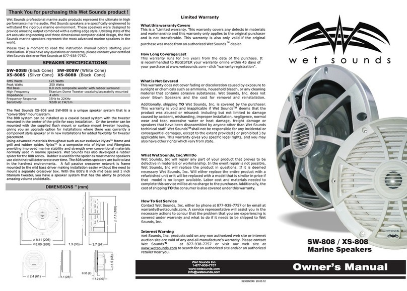 Wet Sounds XS-808 owner's manual