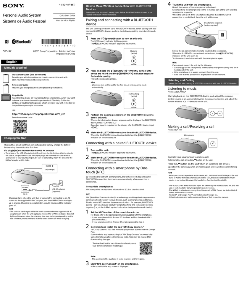 Sony SRS-X2 User manual