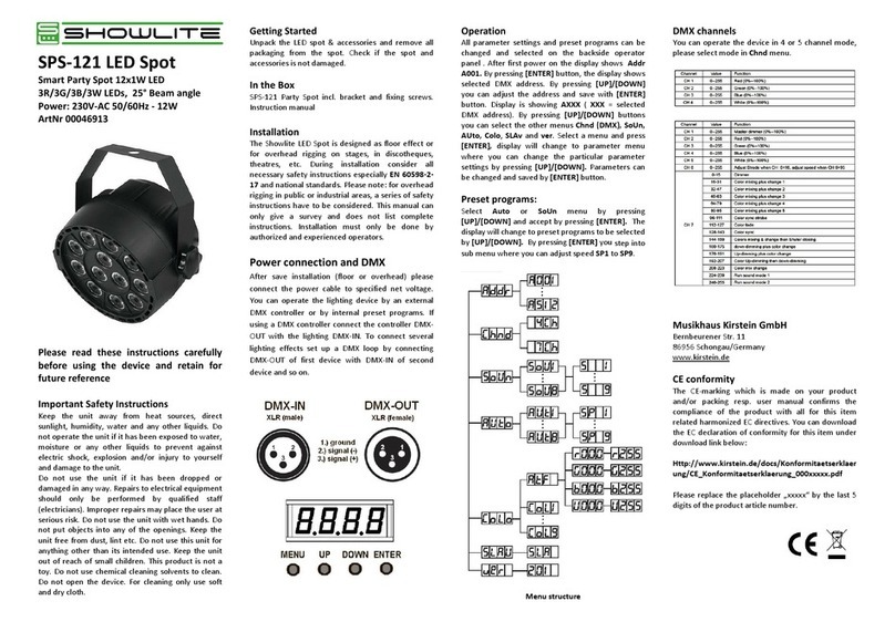 Showlite SPS-121 instruction manual