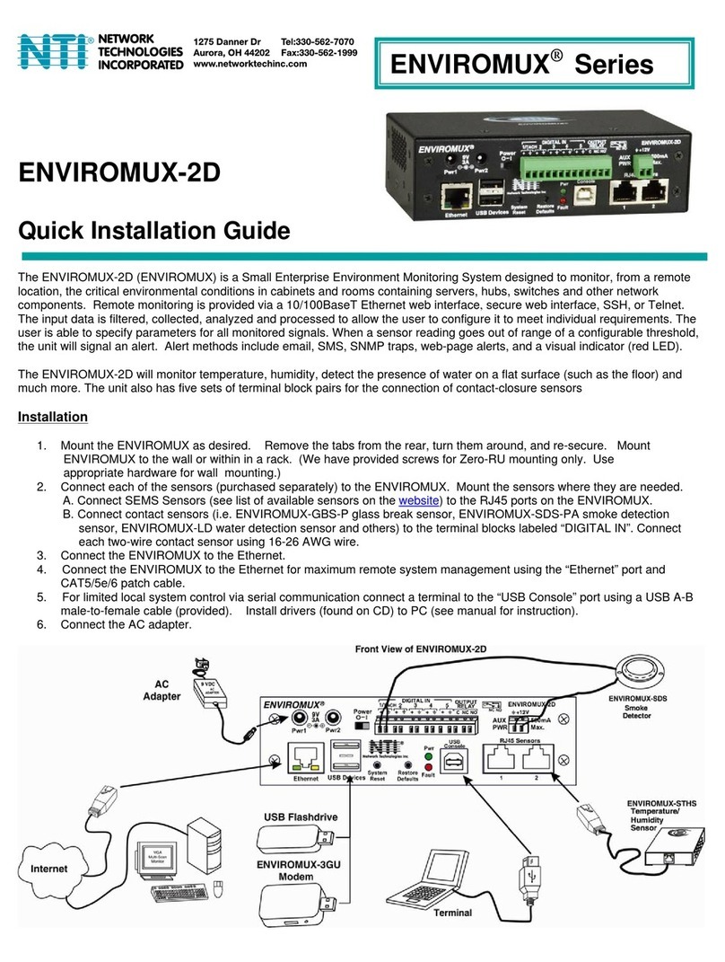 Network Technologies Incorporated ENVIROMUX-2D Quick installation guide