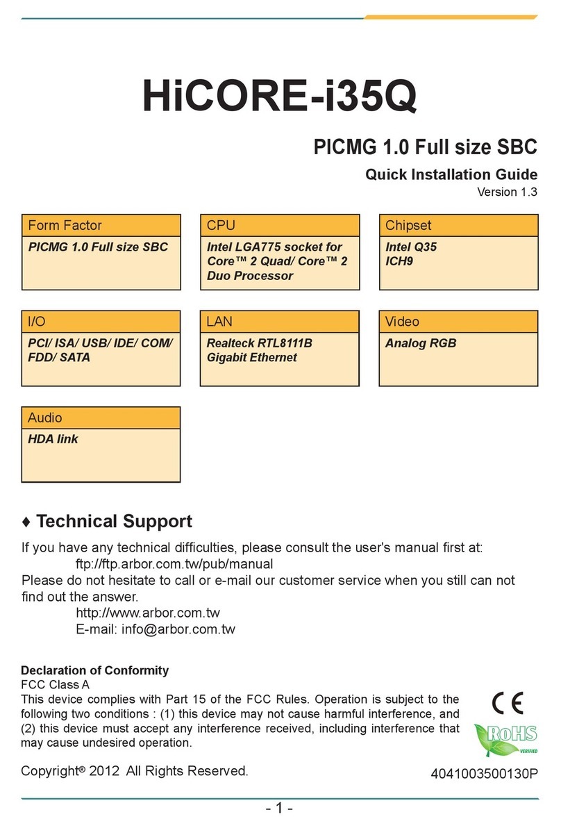 Arbor Technology HiCORE-i35Q User manual