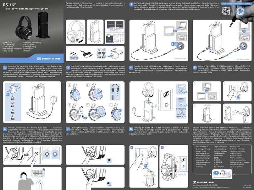 Sennheiser RS165 quick guide