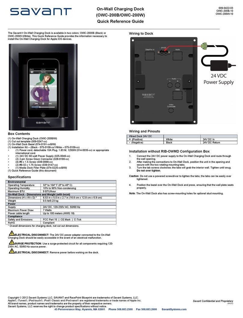 Savant OWC-200B User manual