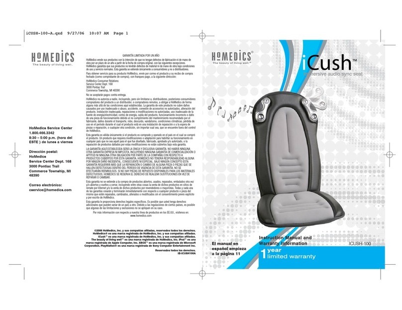 HoMedics iCush-100 Instruction manual and  warranty information