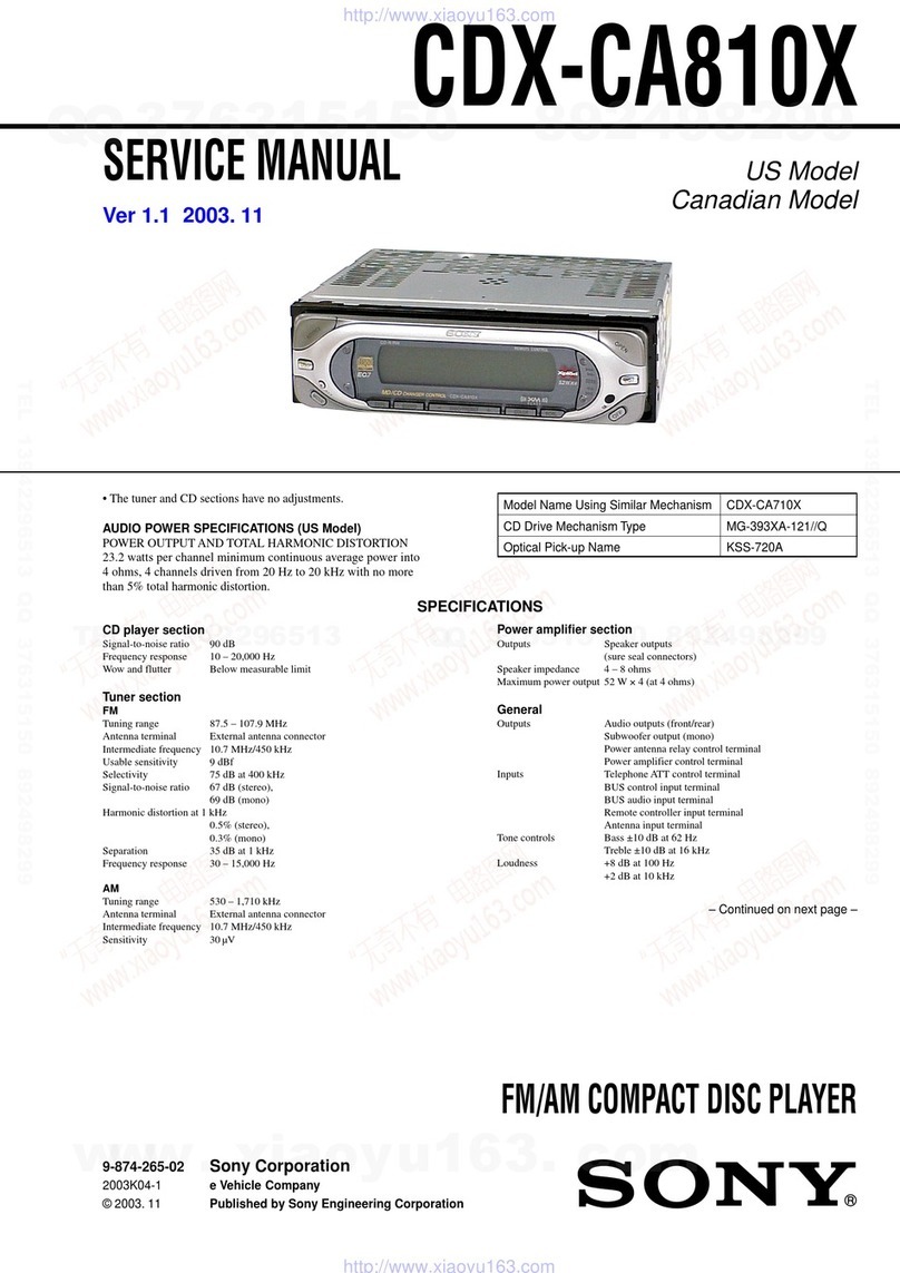 Sony CDX-CA810X - Fm/am Compact Disc Player User manual Sony CDX-CA810X - Fm/am Compact Disc Player User manual