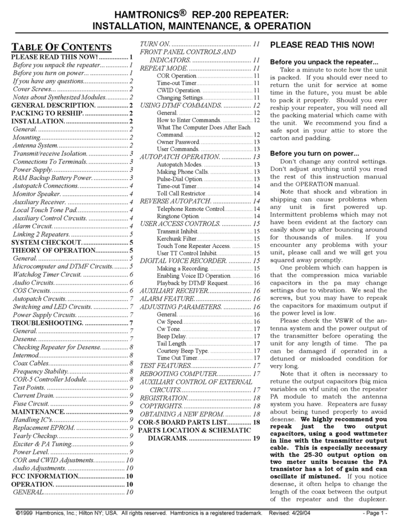 HAMTRONICS REP-200 User manual