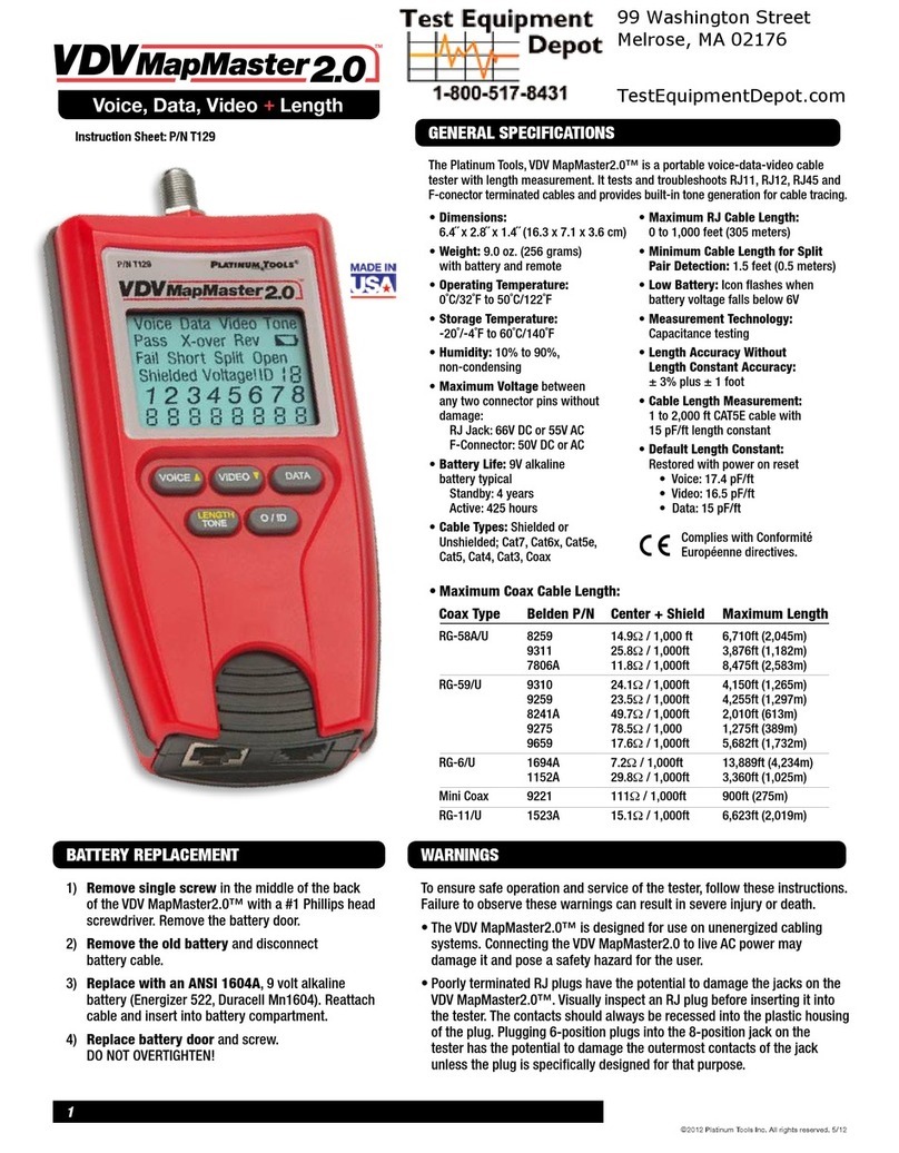 Platinum Tools VDV MapMaster 2.0 instruction sheet