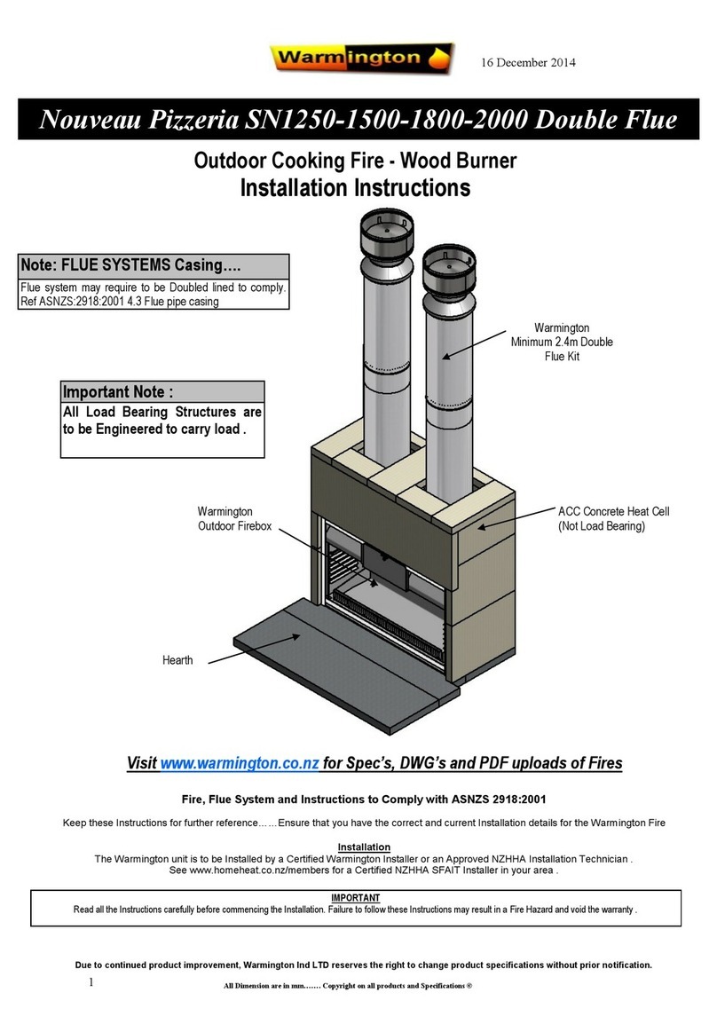 Warmington Nouveau Pizzeria SN1250 Double Flue installation instructions