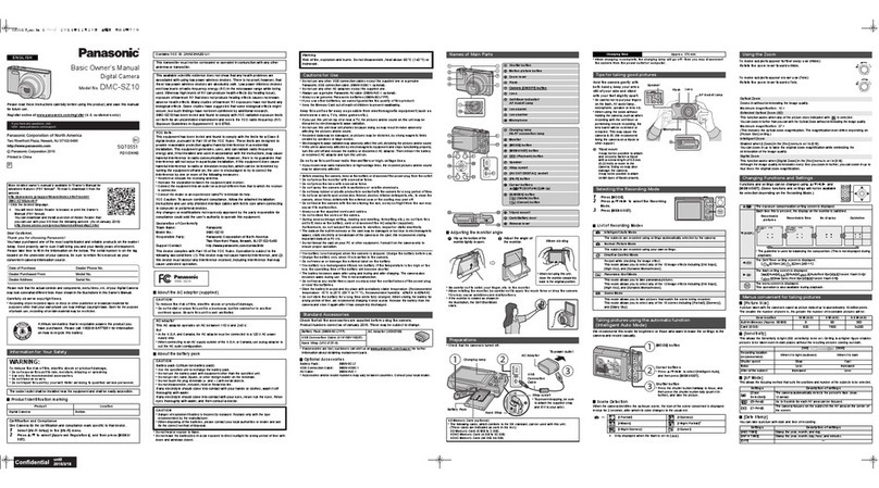 Panasonic Lumix DMC-SZ10 Installation and service instructions