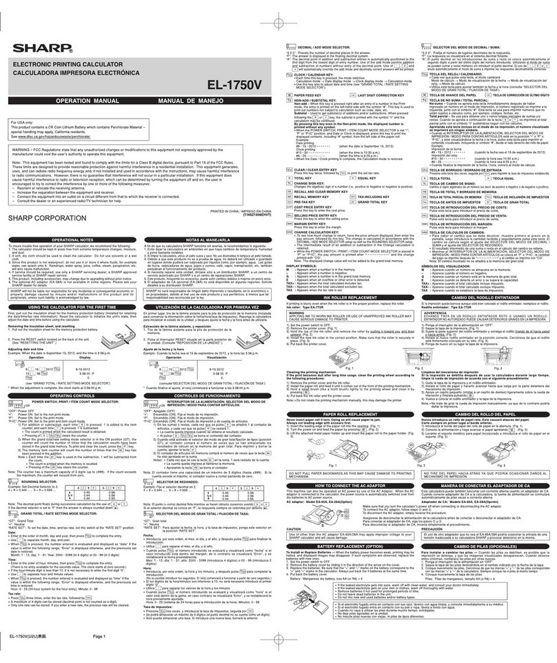 Sharp EL-1750V Operation manual