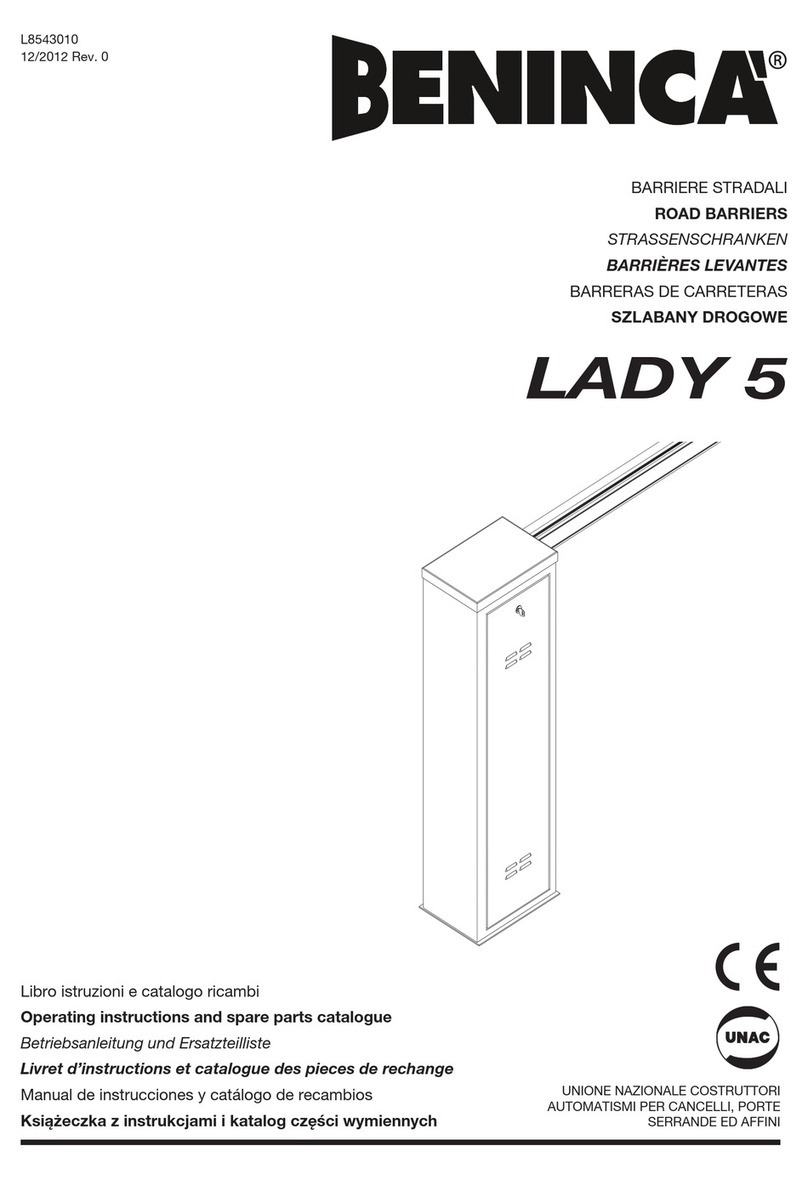 Beninca LADY 5 Operating instructions and spare parts catalogue Beninca LADY 5 Operating instructions and spare parts catalogue