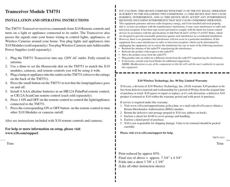 X10 TM751 Installation and operating instructions