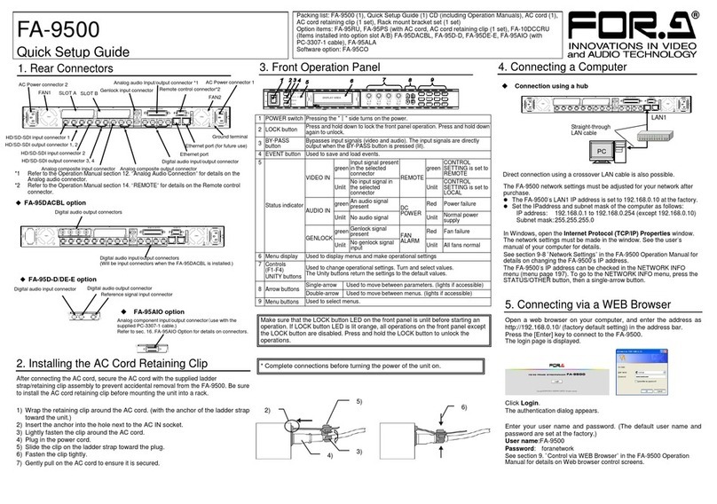 FOR-A FA-9500 Quick setup guide