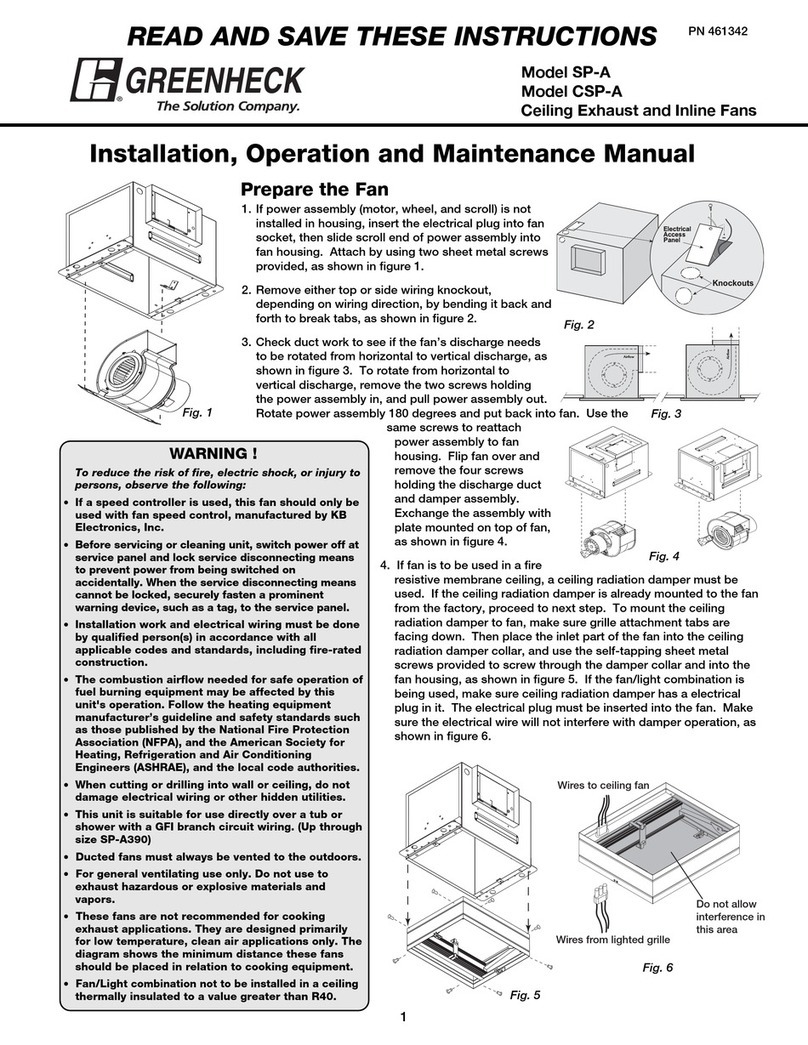 Greenheck SP-A Installation, operation and maintenance manual