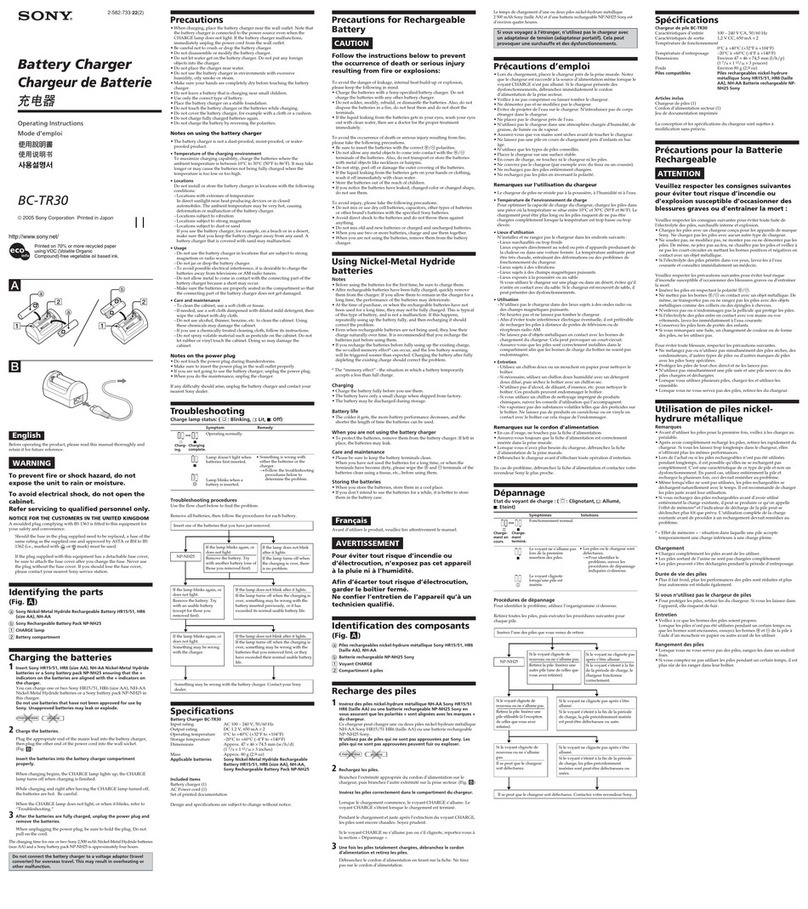 Sony BC-TR30 operating instructions