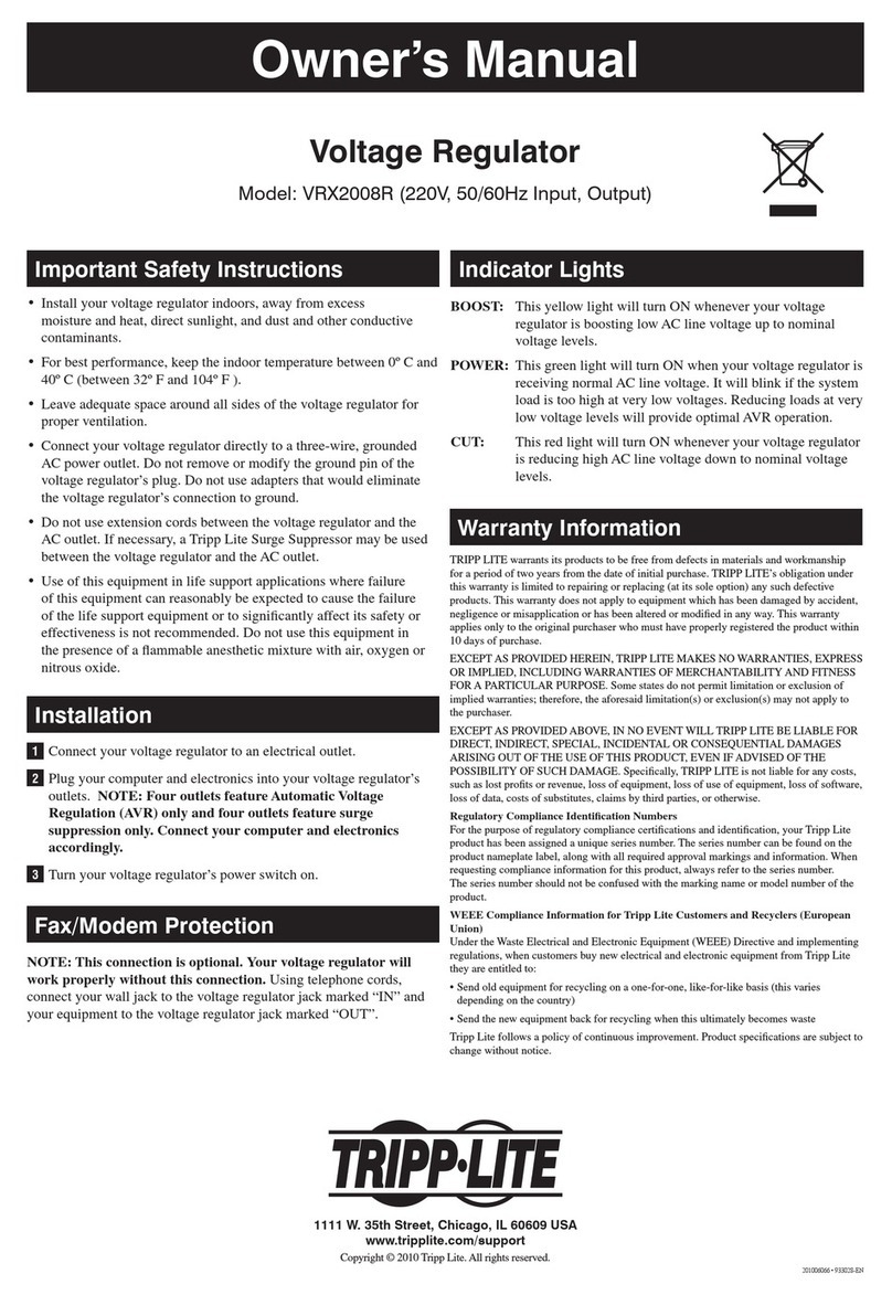 Tripp Lite VRX2008R owner's manual