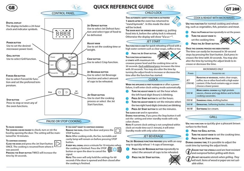 Whirlpool GT 288 Quick reference guide
