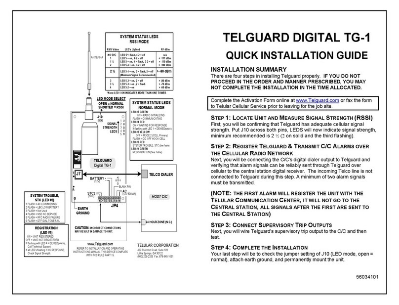 Telguard Digital TG-1 Quick installation guide