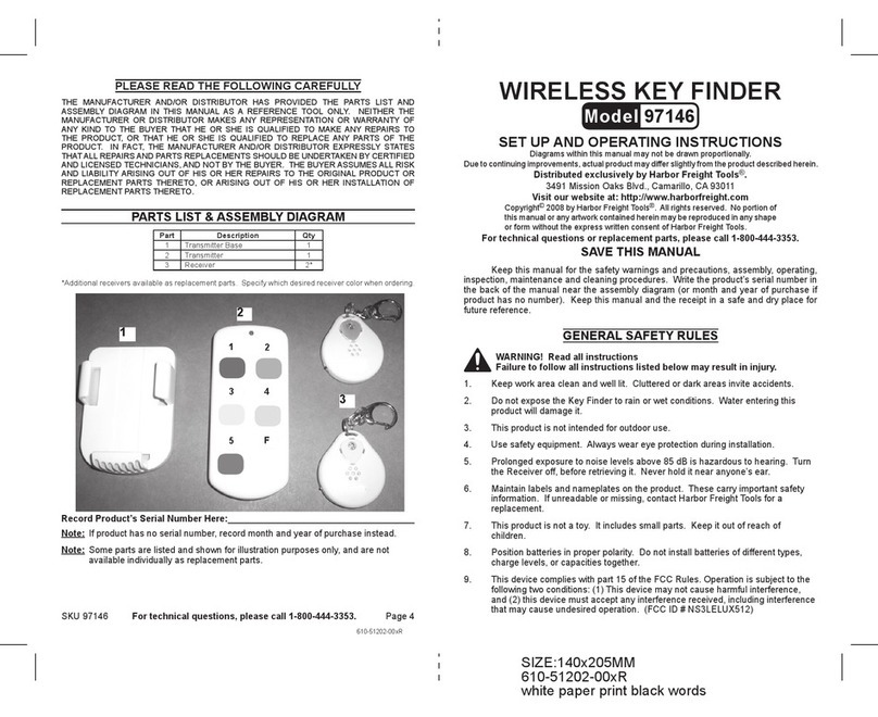Harbor Freight Tools 97146 Set up and operating instructions