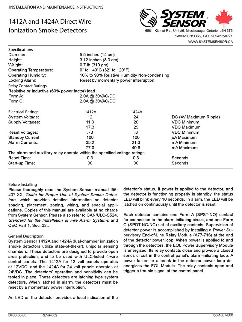 System Sensor 1412A User manual