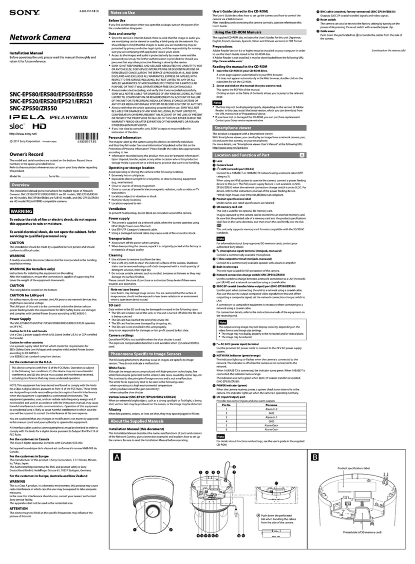 Sony Ipela SNC-EP580 installation manual