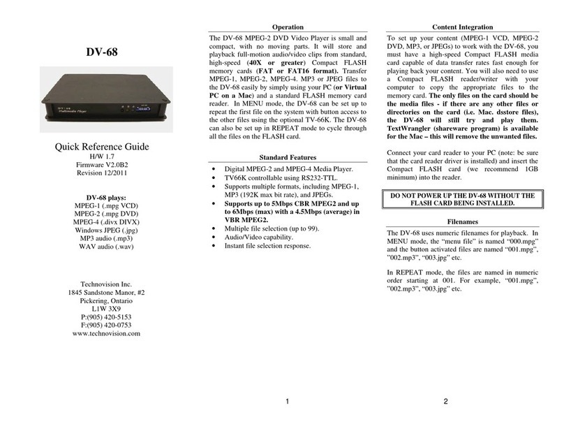 Technovision DV-68 Quick reference guide Technovision DV-68 Quick reference guide