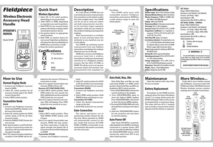 Fieldpiece EH4W Operator's manual